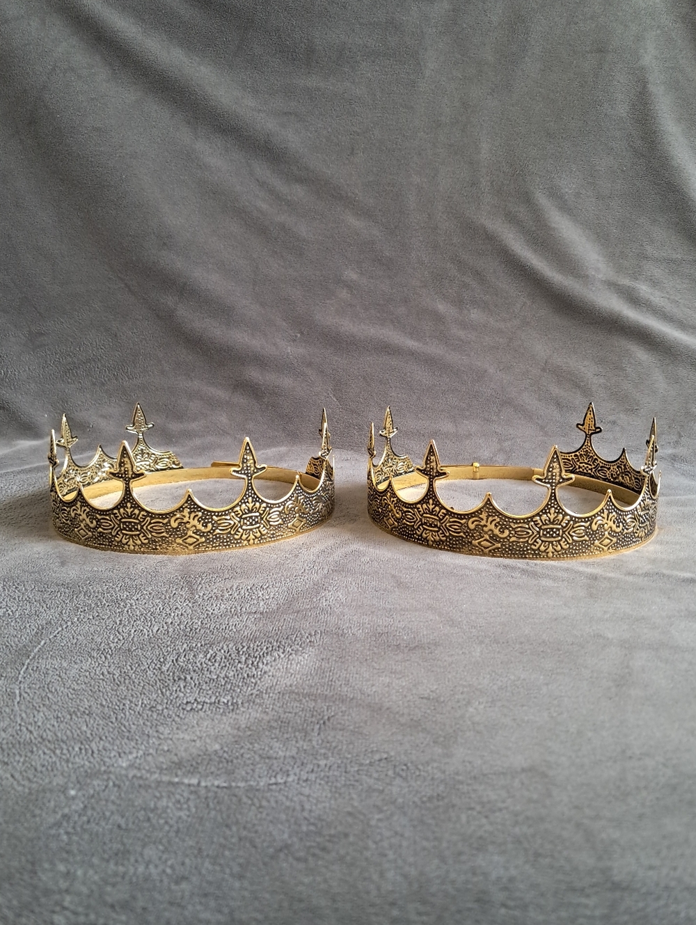 Ornate Gold Metal Crown - Set of 2